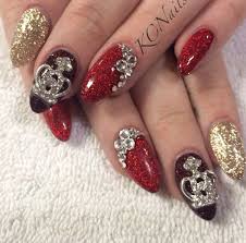 Red Black And Gold Acrylic Nails Pin By Sui Justice On Nail Tech Rose Gold Nails Design Gold Nail Designs Gold Acrylic Nails