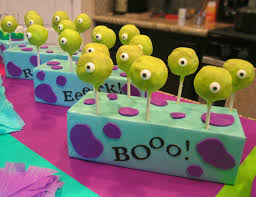 Home Made Cake Pops With Candy Eye Balls From Walmart One Box Of Cake Mix And One Tub Of Icing Monsters Inc Baby Shower Cake Pops Neon Food Coloring