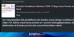 Check spelling or type a new query. Beredar Formulir Online Pendaftaran Vaksinasi Covid 19 Kemenkes Sudah Tidak Berlaku Lagi Halaman All Kompas Com