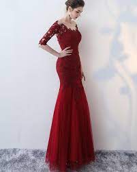Off The Shoulder Burgundy Appliqued Mermaid Prom Dress With Half Length Sleeves Pm1336 Mermaid Prom Dresses Lace Mermaid Wedding Dress Burgundy Prom Dress
