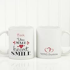 Personalized coffee mugs make great unique gifts and are also good for promotional events. Personalized Romantic Coffee Mug You Make My Heart Smile