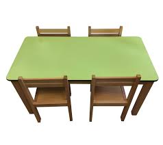 Kids table & chair sets. Kids Table With 4 Chairs Rectangular Green Top Phd London Uk