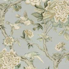 Pattern orchid hibiscus leaves watercolor tropics. Waverly Mudan C Platinum 681950 Floral Print Upholstery And Drapery Fabric Decorativefabricsdirect Com