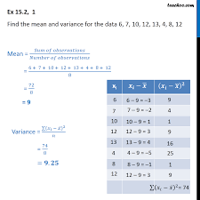 Ex 15 2 1 Find Mean And Variance For 6 7 10 12 13