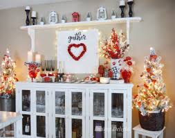 valentine decor on kitchen sideboard