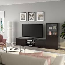 Besta Tv Storage Combination Glass Doors Lappviken Sindvik Black Brown Clear Glass Ikea In 2020 Vitrine Ikea Tv Kombination