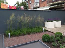 siergrassen voor strakke tuinmuur www biesot nl tuinmuur tuin design tuinomheining