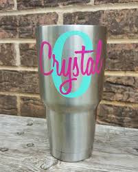 Personalized Custom Yeti Vinyl Decal With Name And Initial And In Glitter Yeti Cup Designs Custom Yeti Monogram Decal Yeti