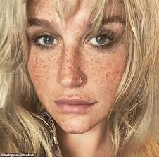 Kesha wavy light brown, platinum blonde dark roots. Kesha Vows To Love Herself And Let Her Freckles Live In Gorgeous Makeup Free Selfie Daily Mail Online
