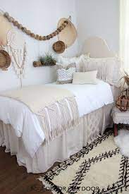 White Natural Macrame Dorm Bedding Set Dorm Bedding Sets College Dorm Room Decor Apartment Bedding