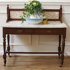 Antique Marble Top Wash Stand Table Console Tile Back English C 1900 Antique Wash Stand Wash Stand Marble Tables Design