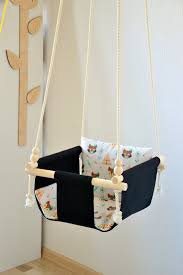 Baby And Toddler Swing Made From Fabric And Wood For Indoor Etsy In 2020 Toddler Swing Kids Swing Diy Baby Stuff