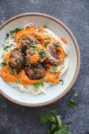 Moroccan Lamb Meatballs Recipe With Romesco Sauce Low Fodmap Recipe Lamb Meatball Recipe Lamb Meatballs Ground Lamb Meatballs