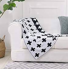 Black And White Blanket Amazon Amazon Com Dokot Black And White Throw Blanket Swiss Cross Pattern 100 Cotton Knitted 35x43 Inches White Throw Blanket Throw Blanket White Throws