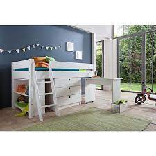 Bett mit schrank und schreibtisch halbhohes bett trixx weiss. Schreibtisch Kim Buche Weiss Relita Mytoys
