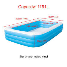 Before using the pool, it is better to have a cushion pad under the product in order to avoid damage to the product. Bestway 10ft 305cm Rectangular Extra Large Inflatable Family Swimming Pool Toy Model 54009