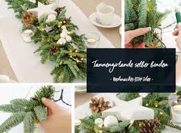Tannengirlande Mit Lichterkette Selber Binden Weihnachtsdeko Fur Tisch Und Tur Girlanden Tannengirlande Und Tischdekoration Weihnachten