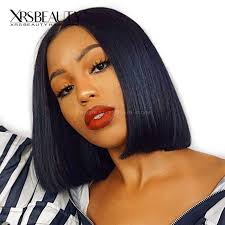 Silky Straight Black Bob Wig 13x4 Front Lace Human Hair Wig Pre Plucke