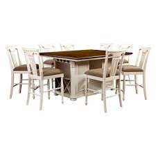 Casual country chic and a counter height dining table are a natural pairing. 9pc Jeffron Country Storage Counter Height Dining Set Red White Homes Inside Out Target