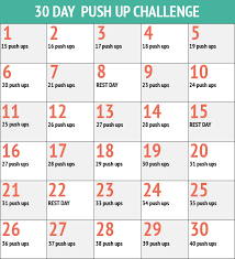 30 Day Push Up Challenge Monthly Fitness Challenges 30