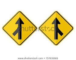 Black And White Diamond Road Sign Left Right Merging Traffic Warning Sign On Yellow Diamond Board With Black Arrows Flat Design Vector Paperwork Traffic Warning Signs Warning Signs Traffic