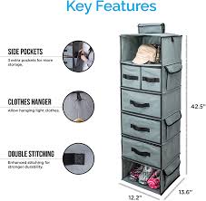 Maybe you would like to learn more about one of these? Buy Smirly Hanging Closet Organizer Shelves Grey 6 Shelf Closet Storage With 5 Clothes Organizer Drawers And Purpose Made Pockets Sweater Or Shoe Organizer Baby Nursery Closet Organization And Storage Online In