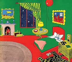 It features a bunny saying good night to everything around: Goodnight Moon By Margaret Wise Brown