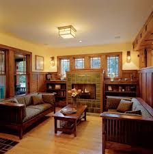 The simple room design works well with the complicated piece of art to create a modern and moody feeling. A Bungalow Makeover Old House Journal Magazine Craftsman Style Interiors Praire Style Homes Bungalow Style