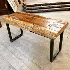 The Timeless Material Co On Instagram This Is A Very Cool Live Edge Tamarack Bench With A Custom Metal Base That We Log Furniture Custom Metal Rustic Design