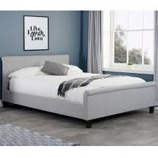 The Stratus Grey Fabric Sleigh Bed Is A High End Luxurious Bed Crafted With Materials You Can Rely On In 2020 Small Double Bed Grey Upholstered Bed Upholstered Beds