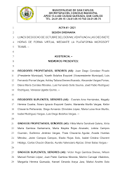 Concejo Municipal de San Carlos ACTA 61-2021 PAG.1 Lunes 18 de octubre del  2021 Sesión Ordinaria ACTA 61- 2021 1 SESIÓN OR