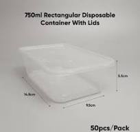750ml Rectangular Disposable Plastic Container with Lids ...