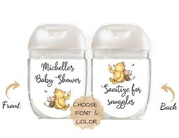 We personalize with the name and custom wording if you wish. Hand Sanitizer Labels Piglet Winnie The Pooh Baby Shower Labels Baby Shower Hand Saniti Baby Shower Hand Sanitizer Baby Shower Labels Baby Bear Baby Shower