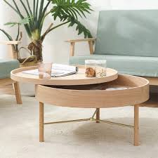 J Y Round Storage Coffee Table Solid Wood Round Screw On Coffee Table Light An In 2020 Table Decor Living Room Coffee Table Decor Living Room Round Living Room Table
