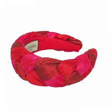 You can experiment with various braiding hairstyles such as braided bangs, headband braids, waterfall braids, fishtail braids and so much more! Silk Headband In Triple Red Braided Designer Headbands For Women