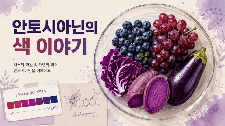 안토시아닌 색소를 다량 함유한 대표적인 보랏빛 자연 유래 식품들, AI로 생성