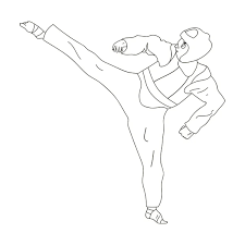 Beyaz kimono ve kırmızı koruma spor Taekwondo savaşçısı. Olimpik spor  simgesi düz stil vektör simge stok çizimde tek. ©PandaVector 144898669'e  ait Stok Vektör