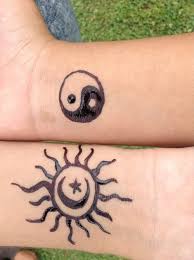 Yin Yang And Sun Simple Mehnd Designs Simplemehndi Mehndidesign Henna Hennadesign Henna Designs Easy Henna Designs Feet Mehndi Designs