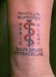 Med Alert And Medical Tattoos Medical Tattoo Medical Alert Tattoo Tattoo Allergy