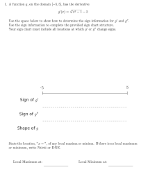 Solved 1 A Function G On The Domain 5 5 Has The De