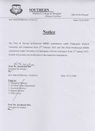Notice Form Fill Up For 1st 2nd Professional Mbbs Examination May 2020 Under Cu Date 19 01 2021 Southern Medical College Hospital