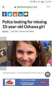 MISSING CHILD: Police are looking for Nevaeh Sullivan, age 10. She was last  seen this morning near her home in Oshawa. http://torstar.co/A0Di50vmqcQ