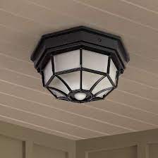 How much does the shipping cost for ceiling mount motion sensor light? Octagonal 12 Wide Black Motion Sensor Outdoor Ceiling Light H7011 Lamps Plus Outdoor Ceiling Lights Ceiling Lights Outdoor Light Fixtures