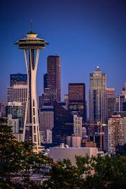Seattle Skyline With Space Needle At Night From Kerry Park Seattle Washington Seattle Wallpaper Seattle Hotels Seattle Skyline