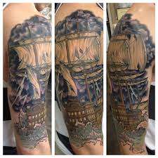 Outside Of Shipwrecked Half Sleeve Completed Done By The Incredible Tyler Pennington At The Yellow Rose Tattoo Clu Yellow Rose Tattoos Tattoos Baby Tattoos
