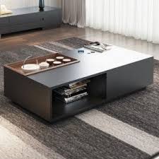 Rectangular Storage Coffee Table With Drawer In Black Walnut Black In 2020 Coffee Table With Drawers Coffee Table With Storage Center Table Living Room