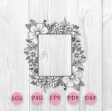 Floral Frame Svg Rectangle Flower Frame Square Frame Flower Etsy In 2020 Flower Frame Monogram Frame Floral Border