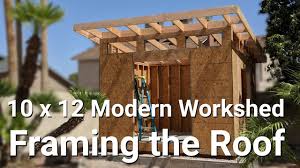 A shed roof is a single sloping roof, commonly set at a steep pitch. 10 X12 Modern Work Shed Part 6 Framing The Roof Youtube