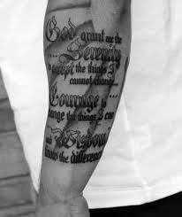 The serenity prayer tattoo costs $100 and can go up to $300 or more if it covers your entire side or half of your back. 50 Serenity Prayer Tattoo Designs For Men Uplifting Ideas