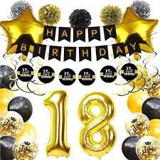 See more ideas about birthday images, happy birthday quotes, happy birthday images. 18th Birthday Party Decorations Set For Men Women Happy Birthday Banner With 12inch Black Gold Latex Confetti Balloons Birthday Sticker Paper Flower Pompoms Anniversaire Eighteen Years Old Party Supplies Wish